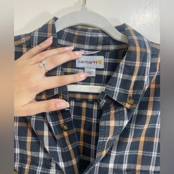Carhartt Relaxed Fit Plaid Long Sleeve Collared Button Down Shirt Men’s Size L - Picture 3 of 11